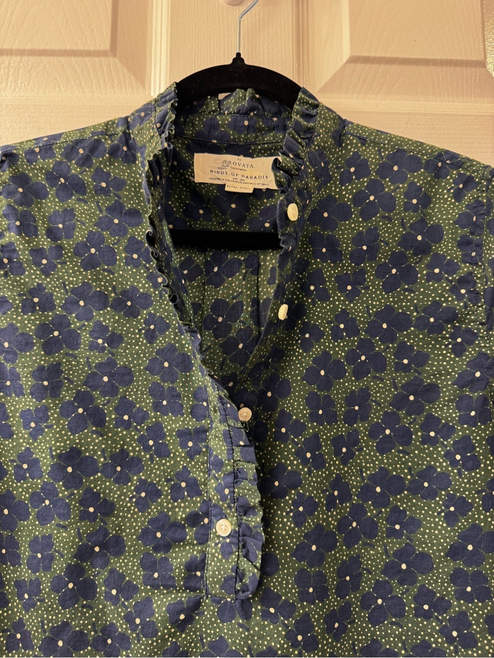 Birds Of Paradis By Travota Floral Blouse in Navy Fleur Sz XS - Picture 9 of 11